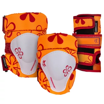 Powerslide Flower Kid's 3 pack orange/white védőszett