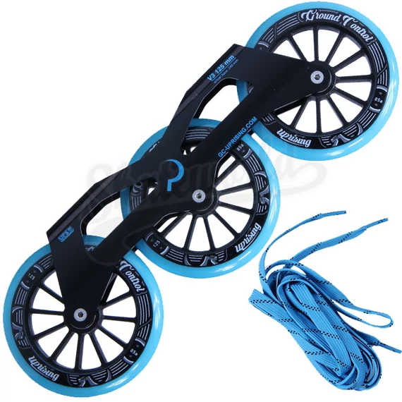 Ground Control Triskate V3 125mm/85A/ABEC-9 black/turq freeskate sín szett fűzővel