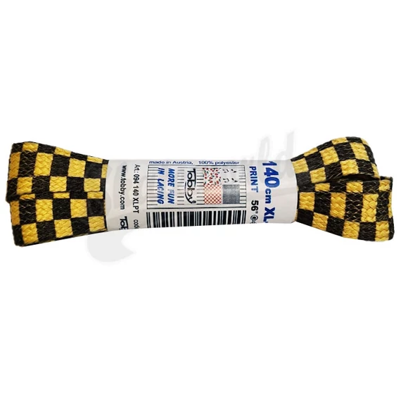 Tobby Laces Checker 140cm gold/black görkorcsolya jégkorcsolya fűző
