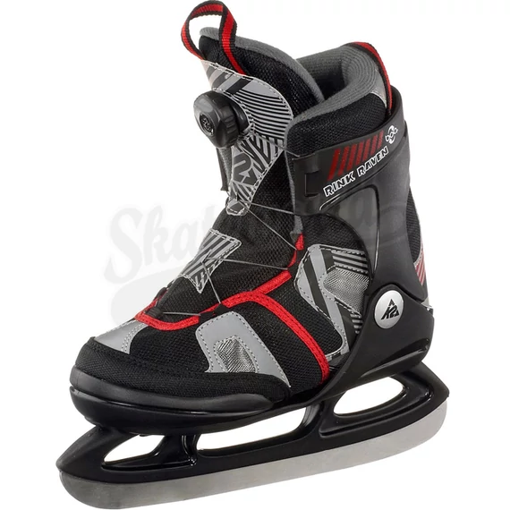 K2 Rink Raven Boa® black/red gyerek állítható jégkorcsolya szemből