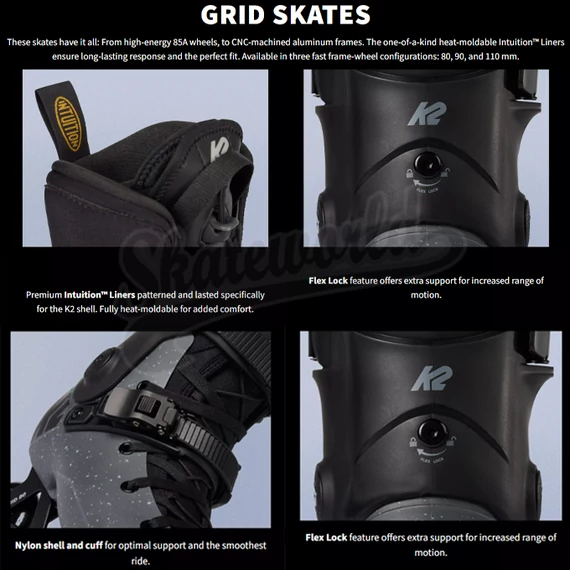 K2 GRID 90 freeskate városi görkorcsolya technológia