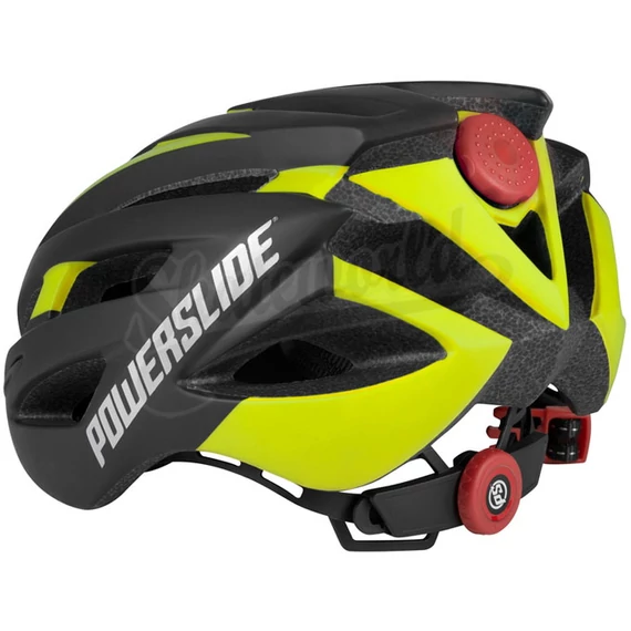 Powerslide Race Attack black/yellow bukósisak hátulról