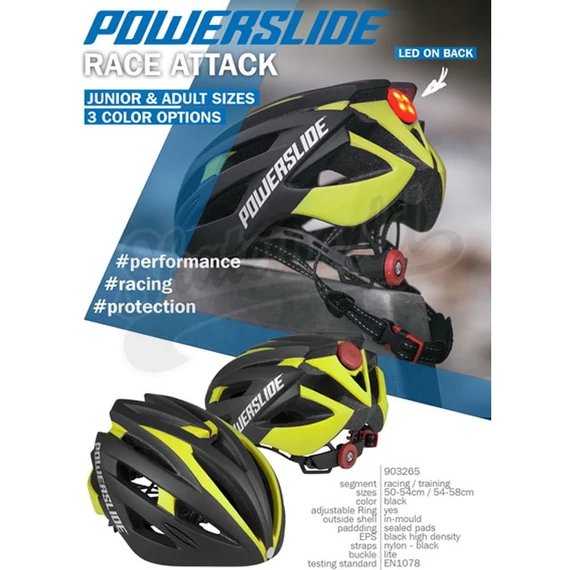 Powerslide Race Attack black/yellow bukósisak promo