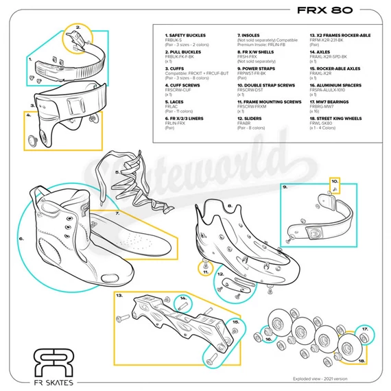 FR Skates FRX 80 orange freeskate görkorcsolya alkatrészei