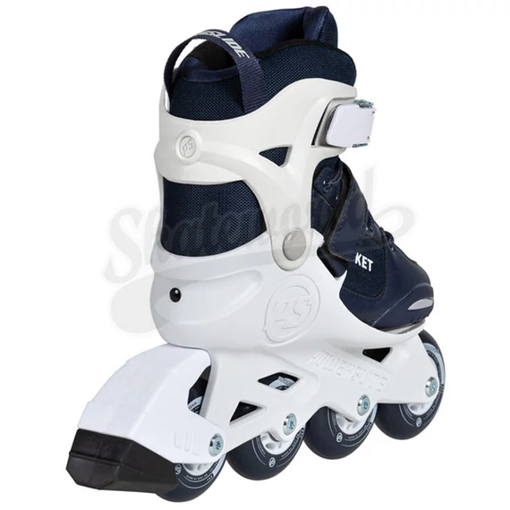 Powerslide Rocket white/blue görkorcsolya hátulról