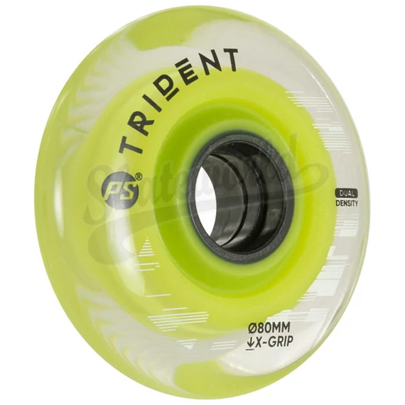 Powerslide Trident Dual Density yellow 80mm/X-Grip görkorcsolya kerék oldalról
