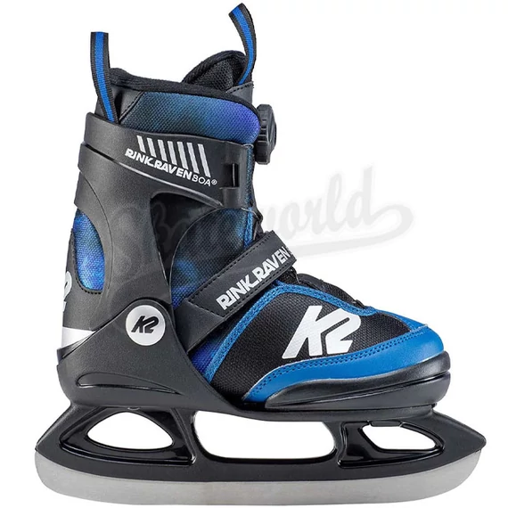 K2 Rink Raven Boa® black/blue gyerek állítható gyorsfűzős jégkorcsolya oldalról