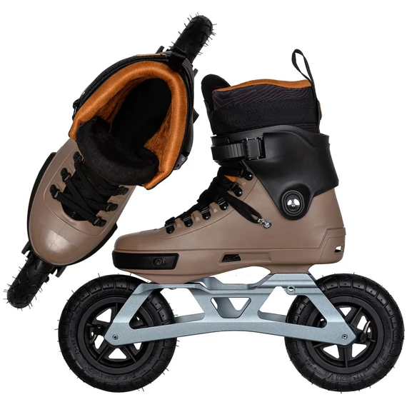 Powerslide NEXT EDGE 150 Brown Trinity Off Road terep görkorcsolya alulról