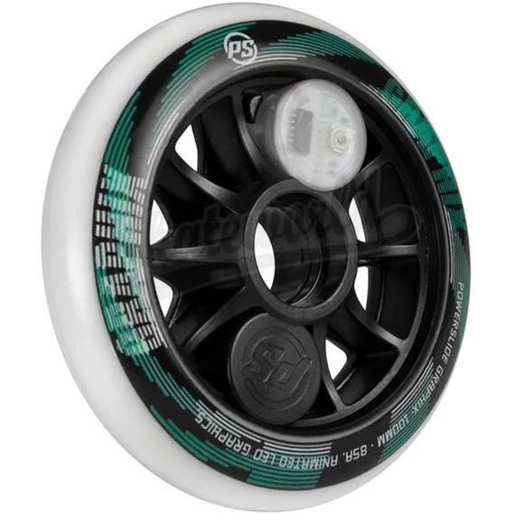 Powerslide Graphix LED white 100mm/85A feliratozható grafikus görkorcsolya kerék oldalról